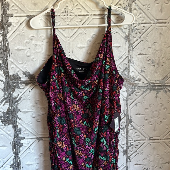 Fuchsia floral patterned ruched tank dress - Picture 11 of 11